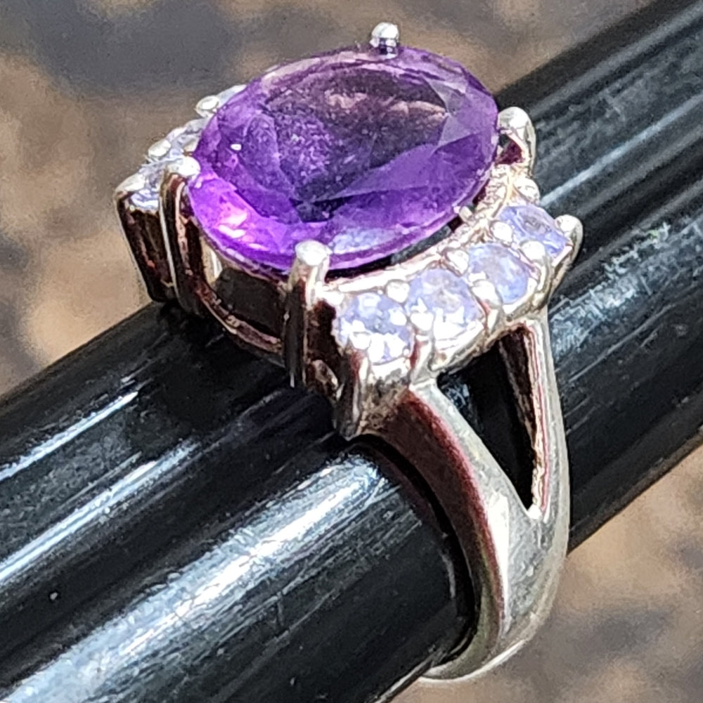 Sterling silver ring with purple amethyst type Stone size 6.5