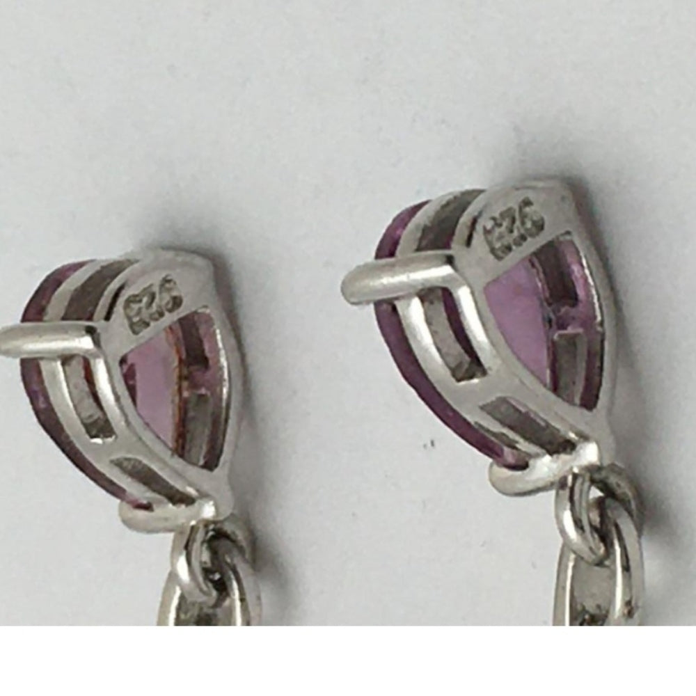 Petite sterling sterling silver earrings with pik purple stones