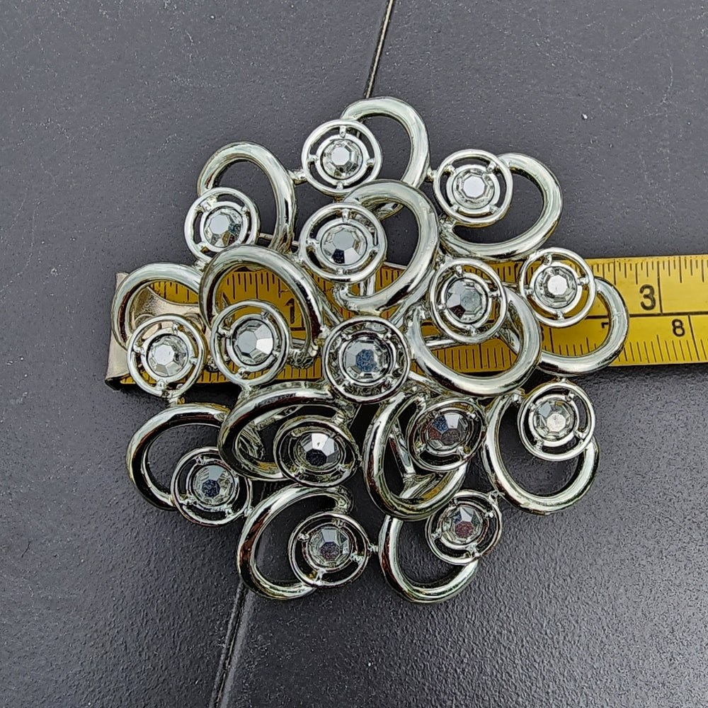 Sarah Coventry vintage Celestial ice rhinestone brooch pin jewelry silver tone