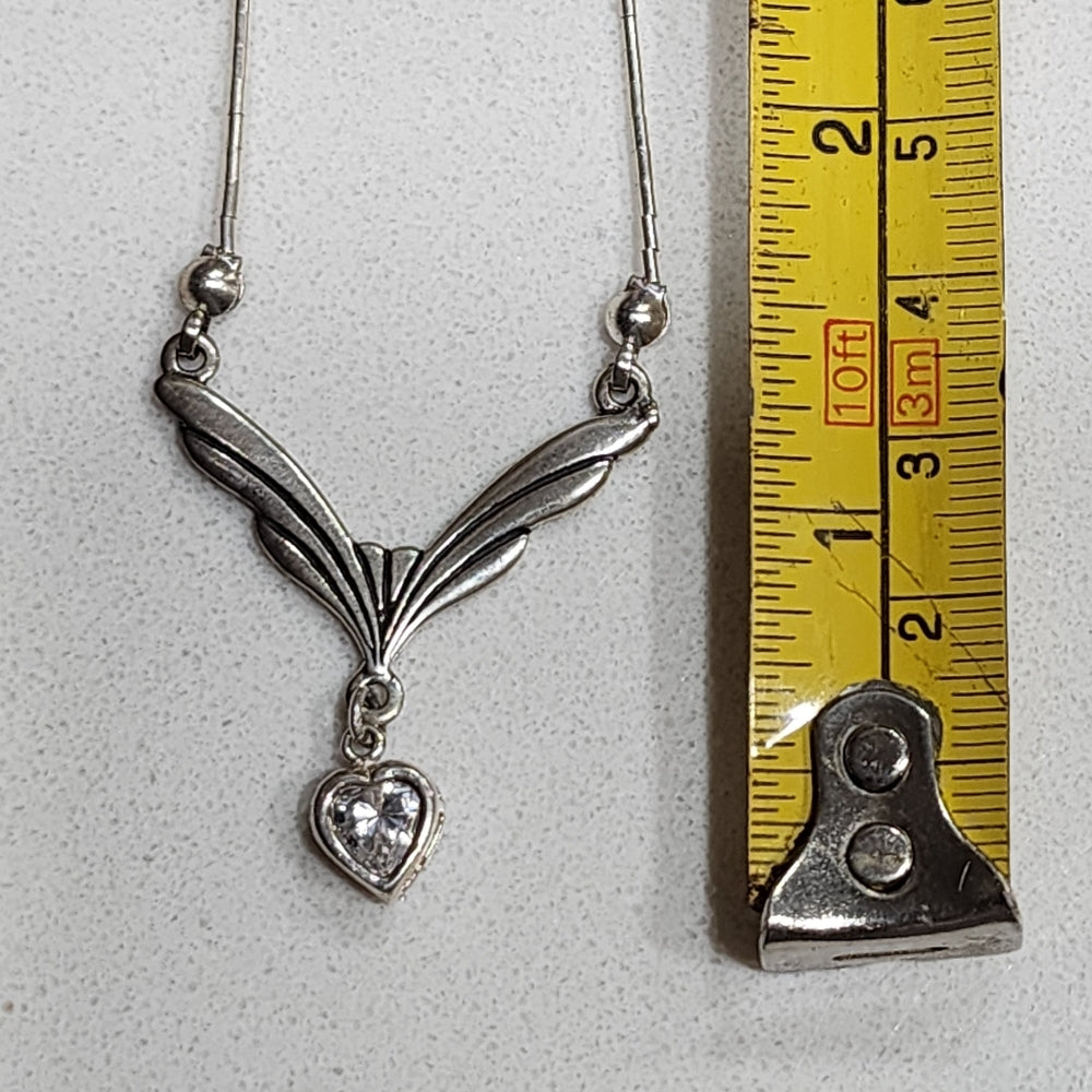 Liquid sterling silver dangle heart necklace with stone