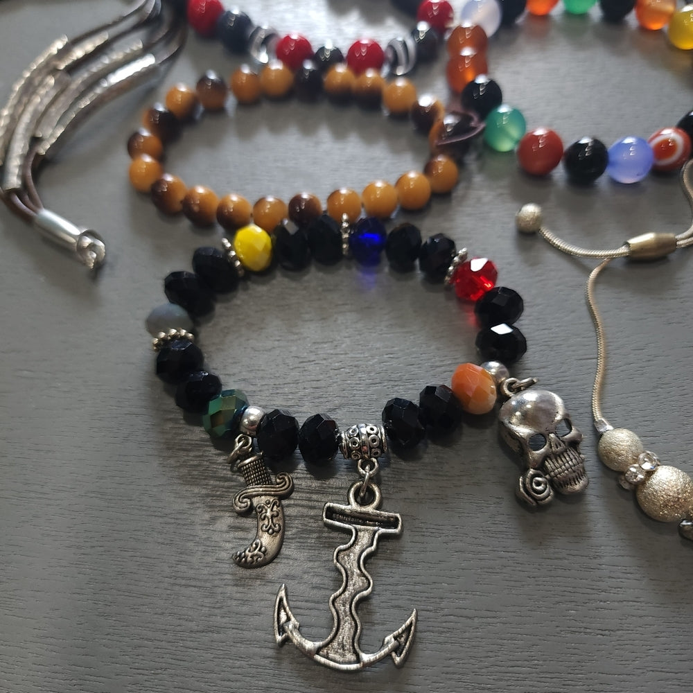 Costume fashion jewelry lot of bracelets mostly stretch some charms