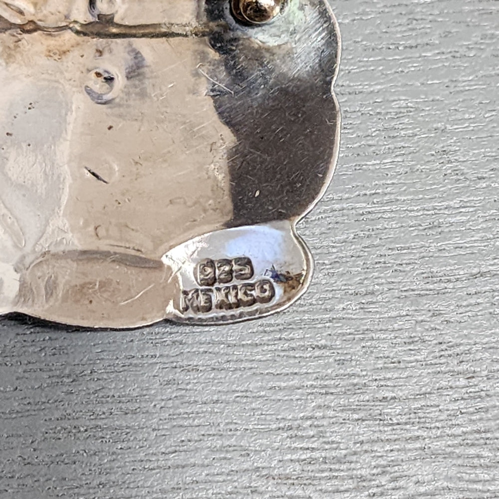 Mexico sterling silver snowman with baby Frosty brooch pendant pin