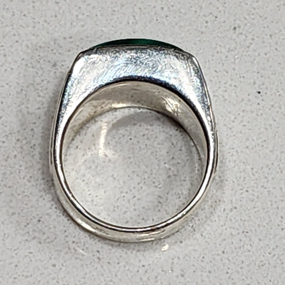 Sterling silver heavy malachite ring by T&C size 10.5 Southwestern unisex