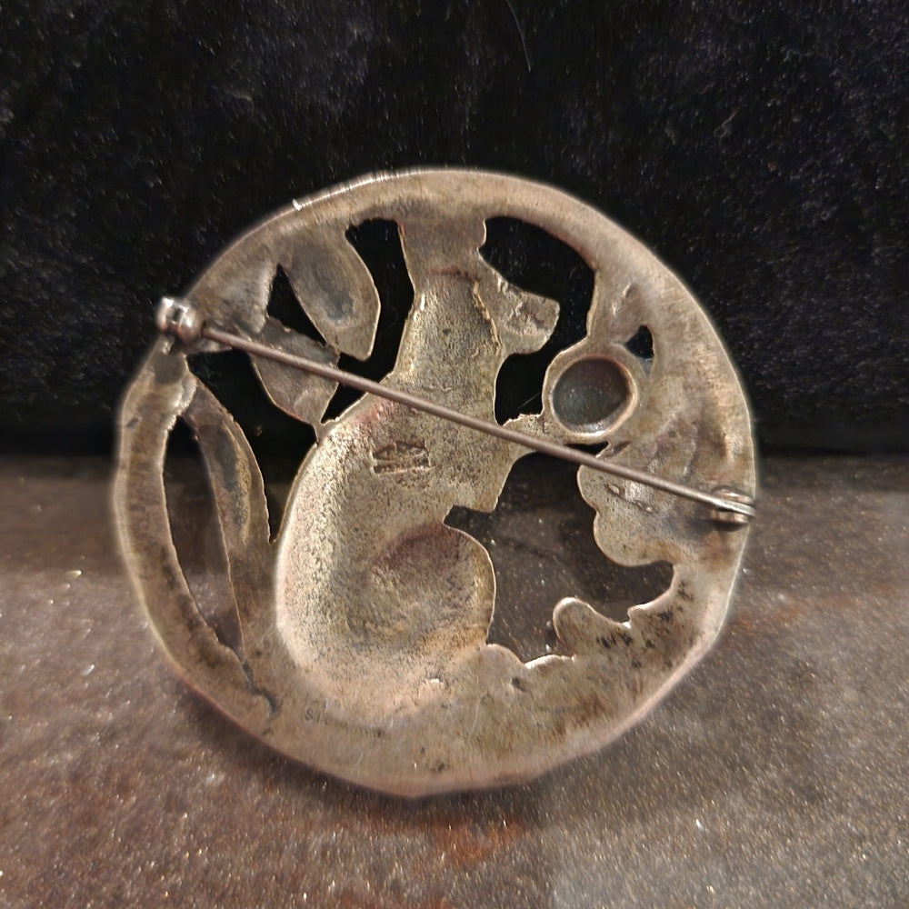 Vintage sterling silver kangaroo or squirrel brooch art deco