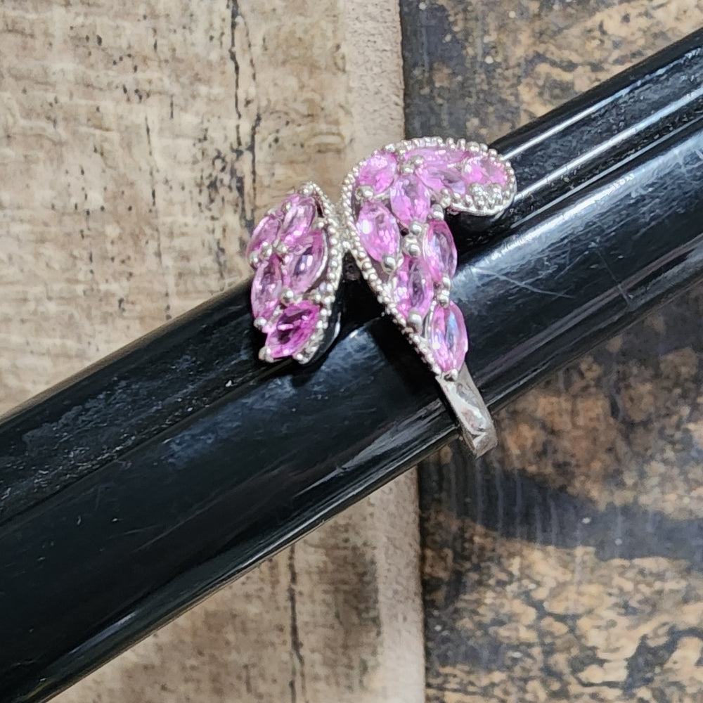 Quality sterling silver ring by STS pink stones size 8 jewelry