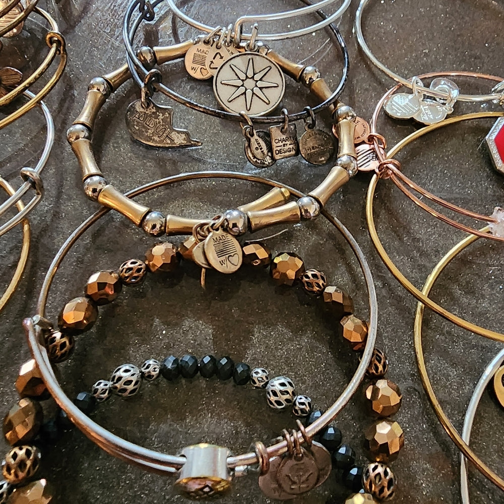 Alex & Ani jewelry lot 22 bangle charm bracelets silver & Gold tone