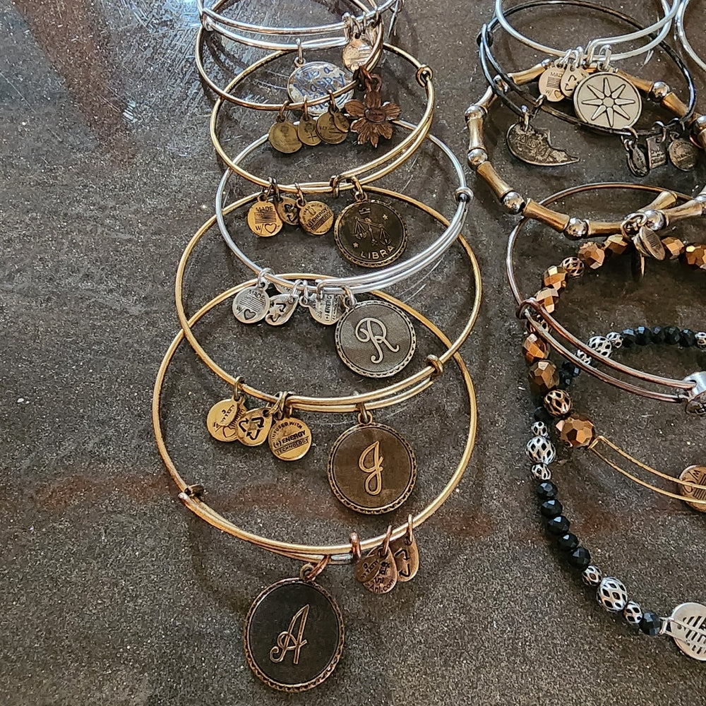 Alex & Ani jewelry lot 22 bangle charm bracelets silver & Gold tone