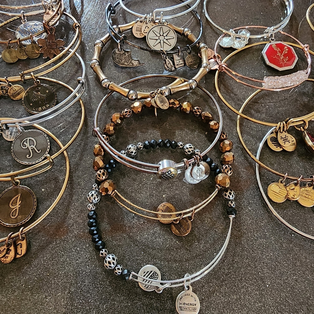 Alex & Ani jewelry lot 22 bangle charm bracelets silver & Gold tone