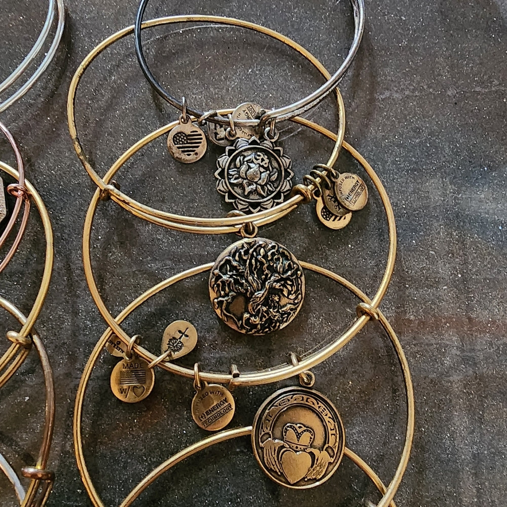 Alex & Ani jewelry lot 22 bangle charm bracelets silver & Gold tone