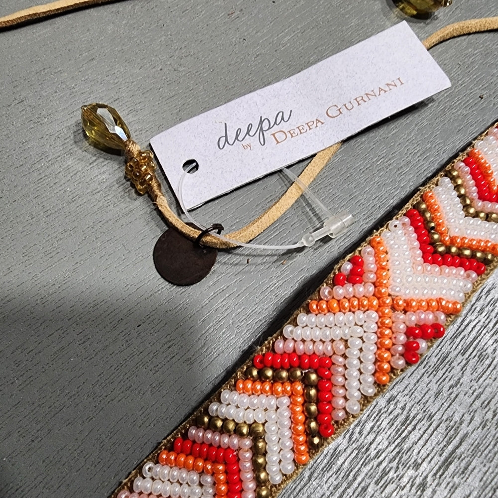 NWT Deepa Gurnani seed bead southwestern necklace or wrap bracelet