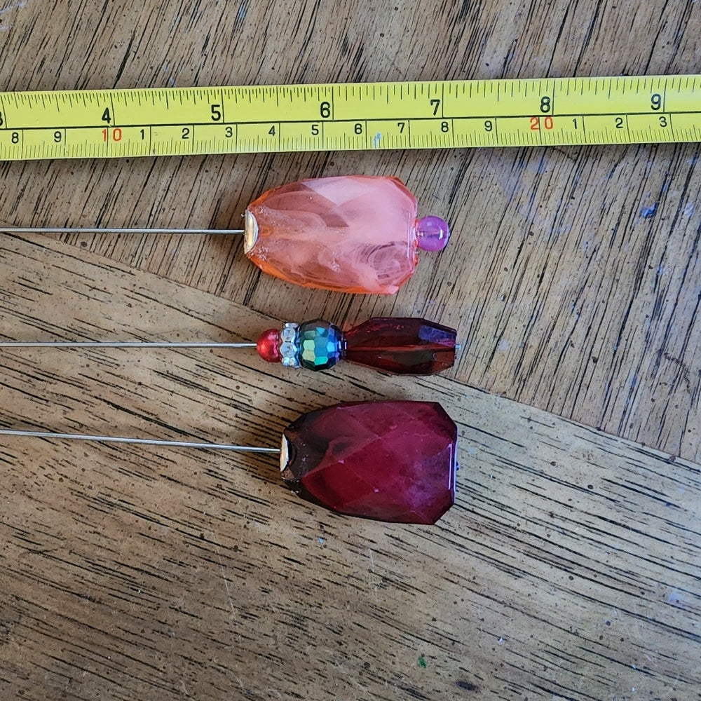 Hatpins Hat pin lot bundle of 3 ooak made with vintage beads mixed media jewelry
