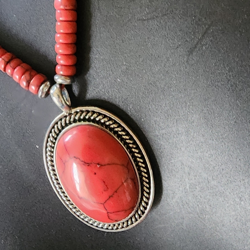 Chaps southwestern red necklace designer fashion costume jewelry