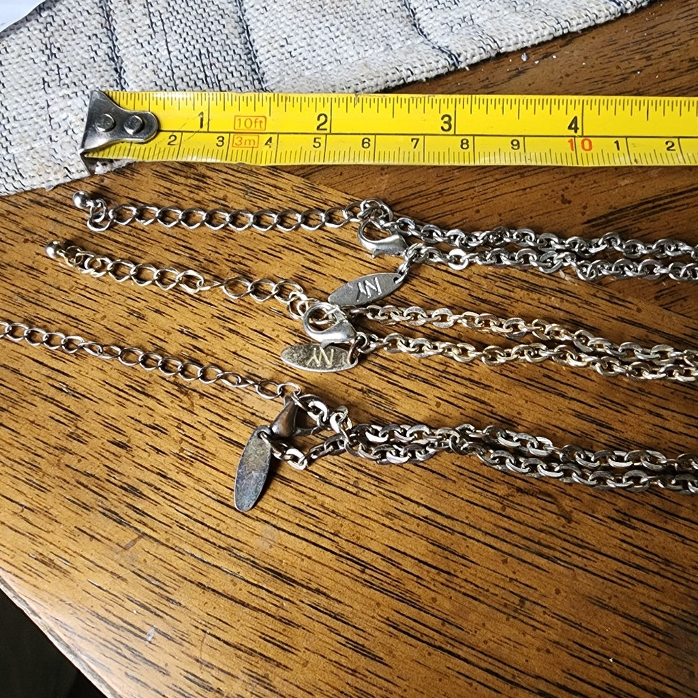 Bundle lot 3 NY jewelry tassel necklaces gold & silver tone fashion jewelry