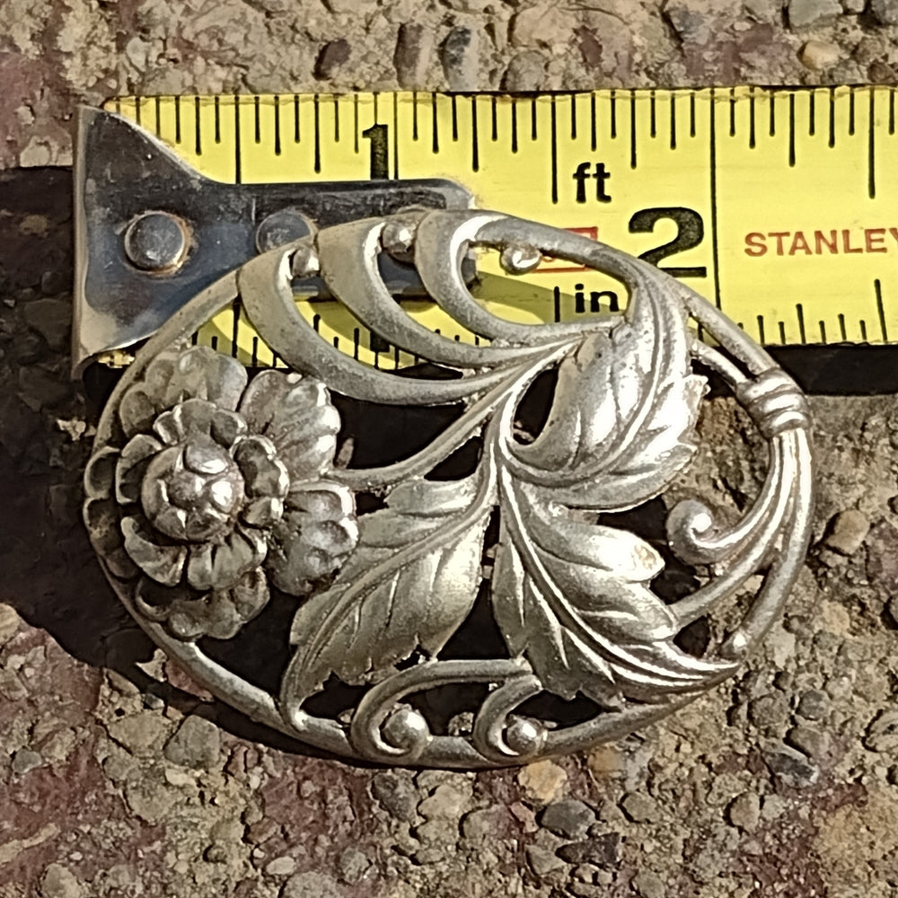 Antique sterling silver flower brooch pin floral statement mens brooch trend