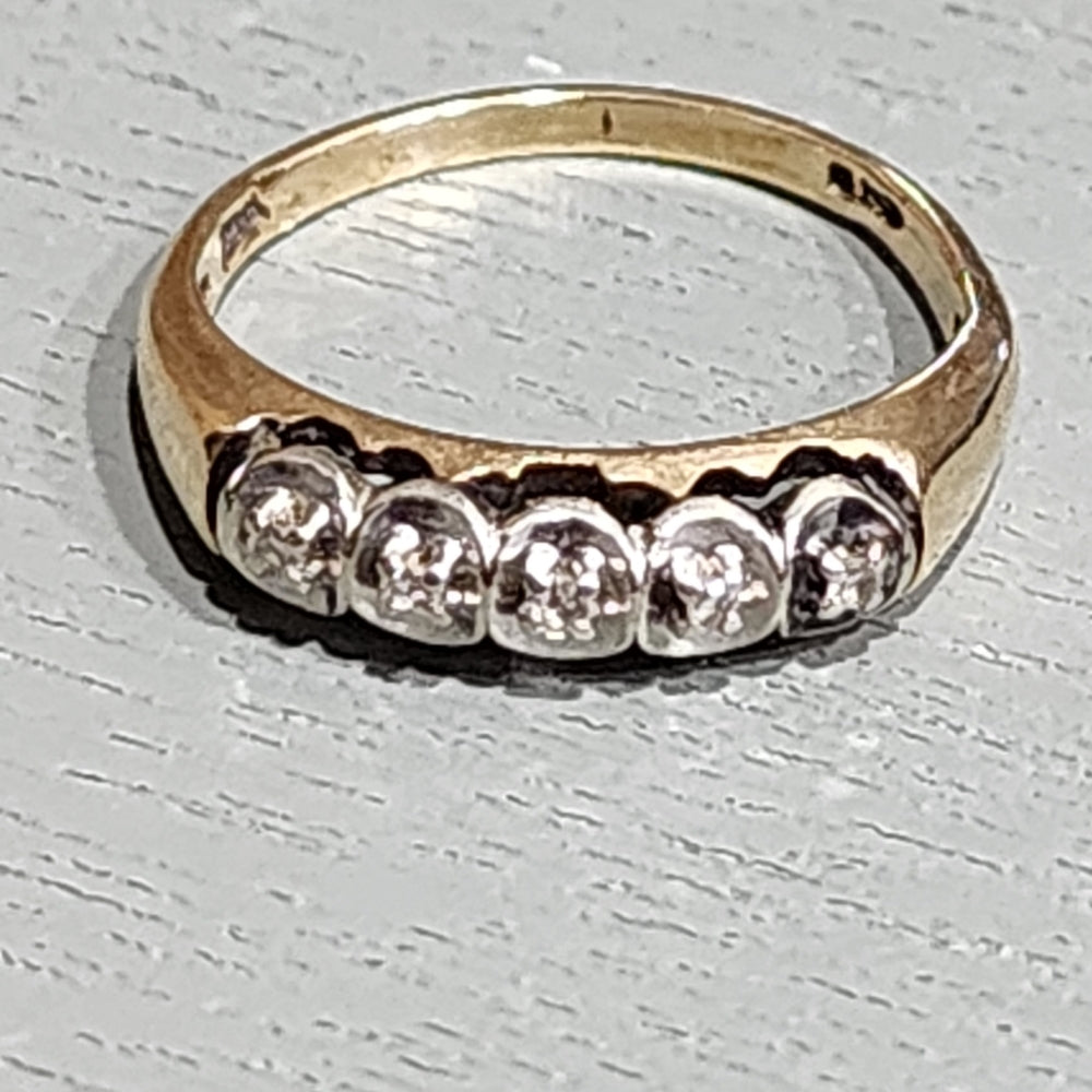 10k yellow gold dainty diamond ring wedding engagement antique jewelry sz 6.5