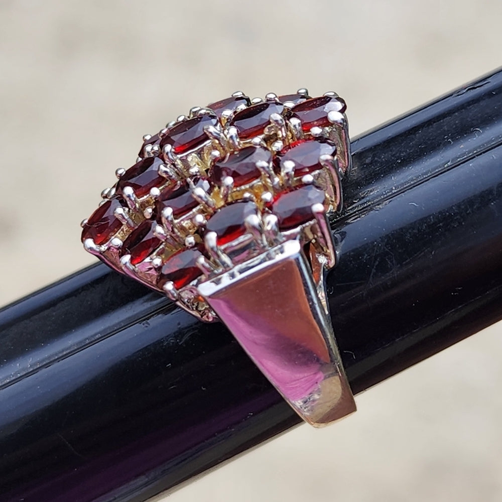 Sterling silver chunky ring size 10 unisex ruby red garnets? Fine jewelry