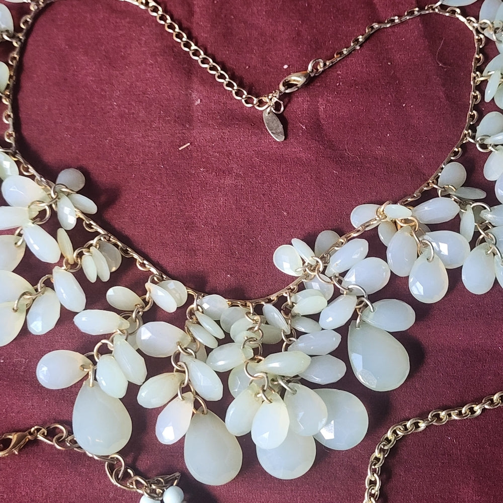 Bundle lot 3 bib tear drop dangle Necklaces blue green fashion costume jewelry