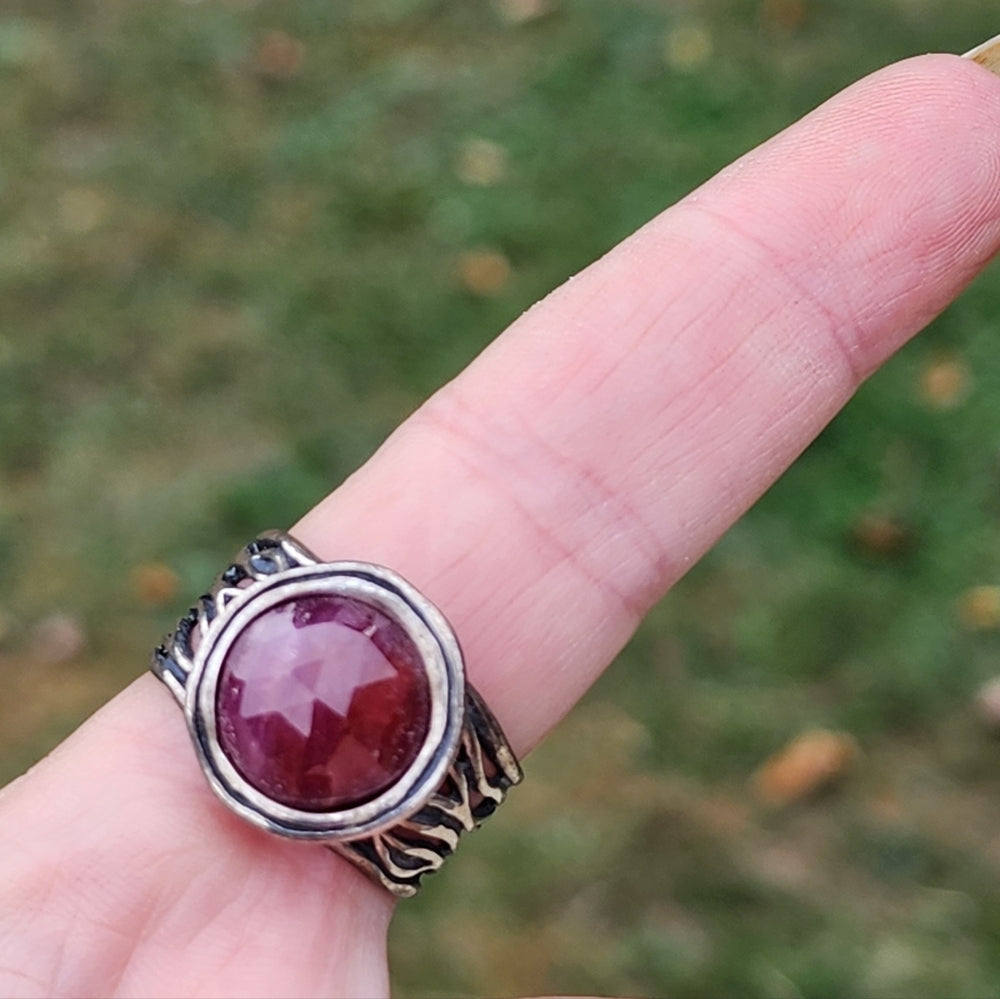 PZ israel Sterling silver red Garnet layered ring size 9.5. fine jewe…