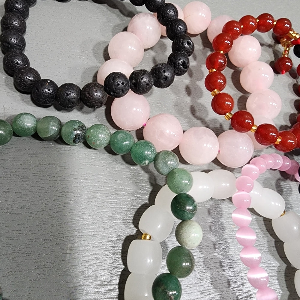 Stretch bracelets bundle Jewelry lot Semi precious gemstones Healing Health Love