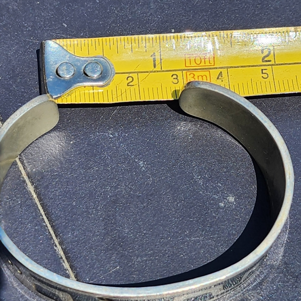 Vintage old sterling silver Native American Mexican? cuff bracelet ename…