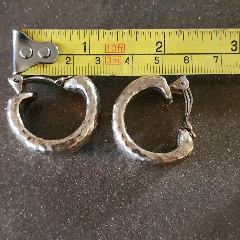 Sterling Silver Gold vermeil Hammered hoop clip on earrings Simon Sebbag SSD
