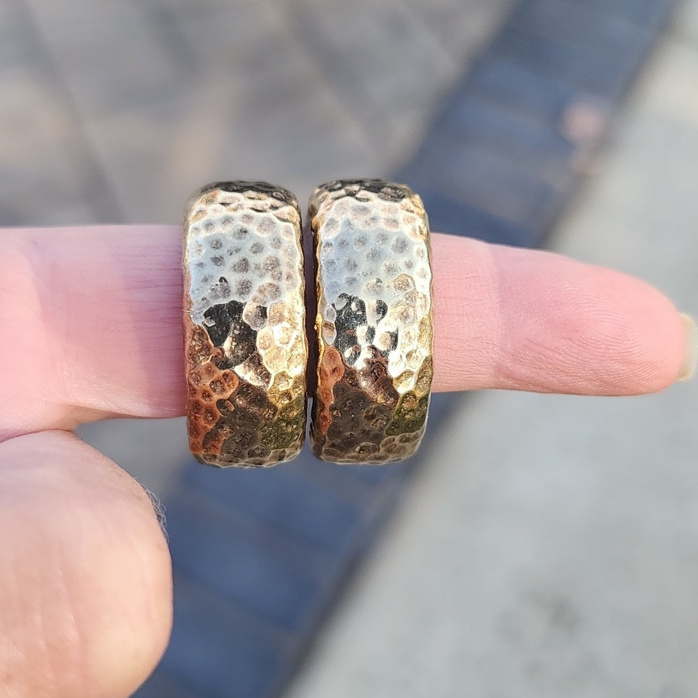 Sterling Silver Gold vermeil Hammered hoop clip on earrings Simon Sebbag SSD