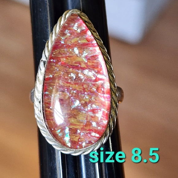 Sterling silver dragon's breath ring size 8.5