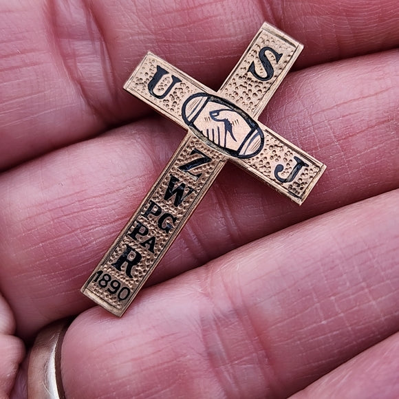 Odd Fellows Mason Antique cross pin maybe gold 1890 Lodge fraternal