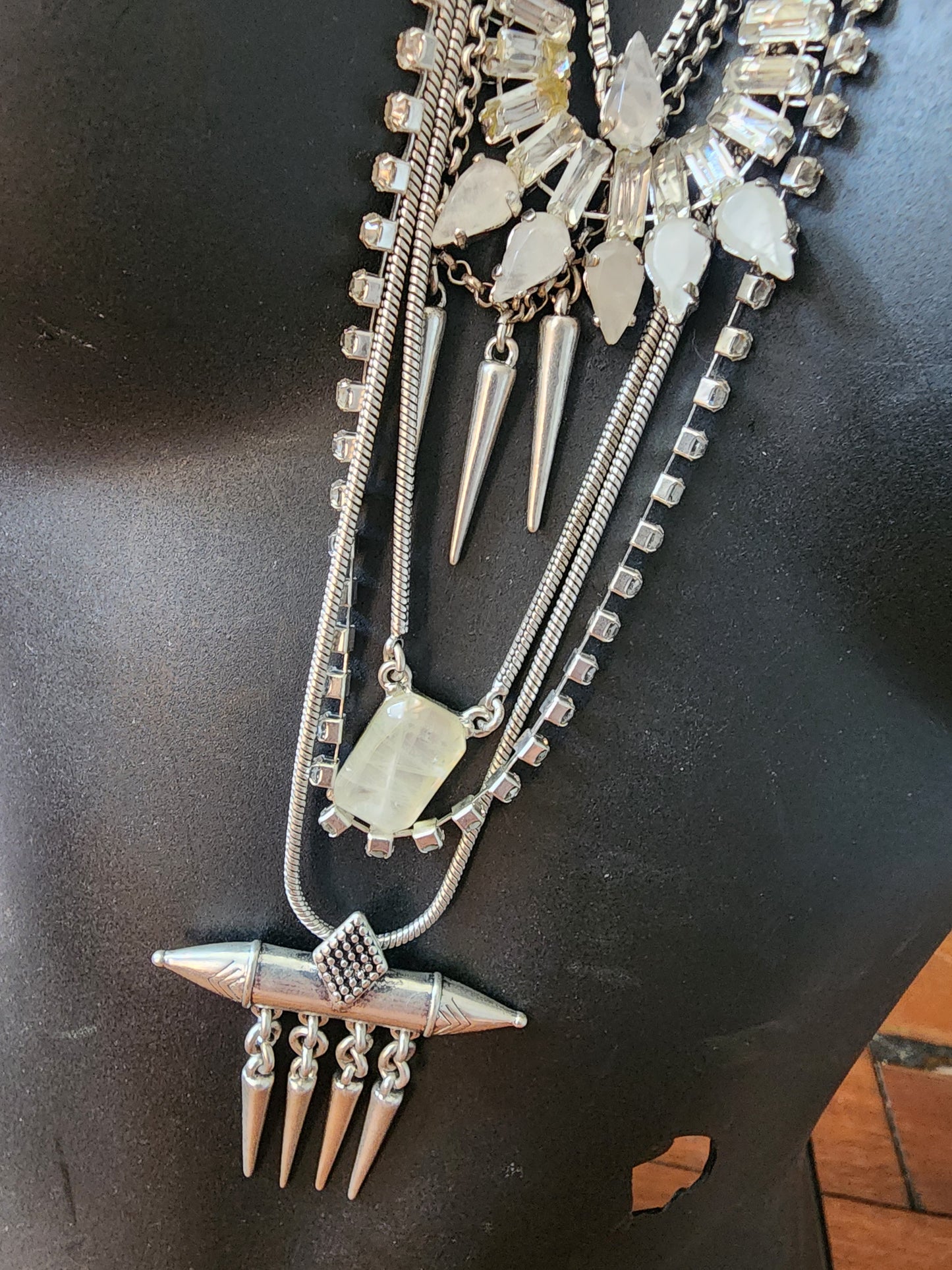 Lucky Brand layered Necklace Silver Tone multi strand