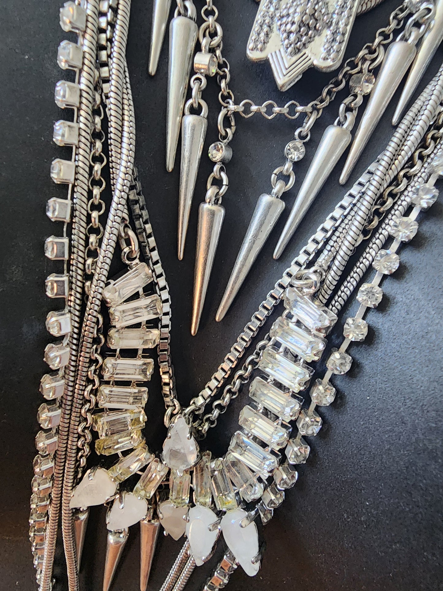 Lucky Brand layered Necklace Silver Tone multi strand