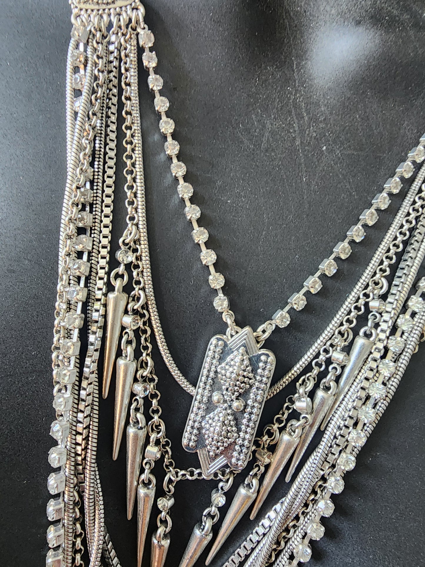 Lucky Brand layered Necklace Silver Tone multi strand