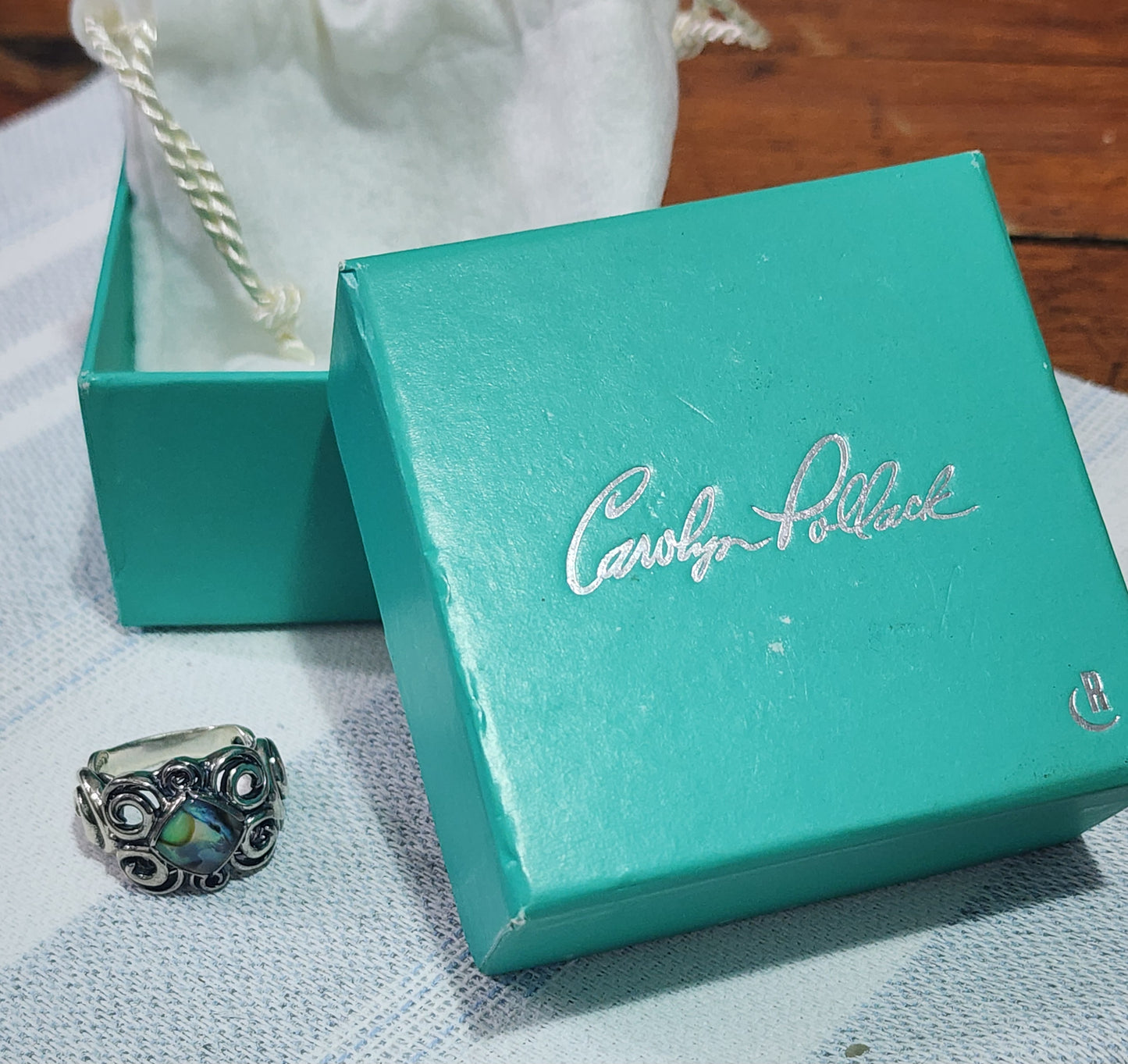 Relios Carolyn Pollack Sterling silver ring with abalone size 7