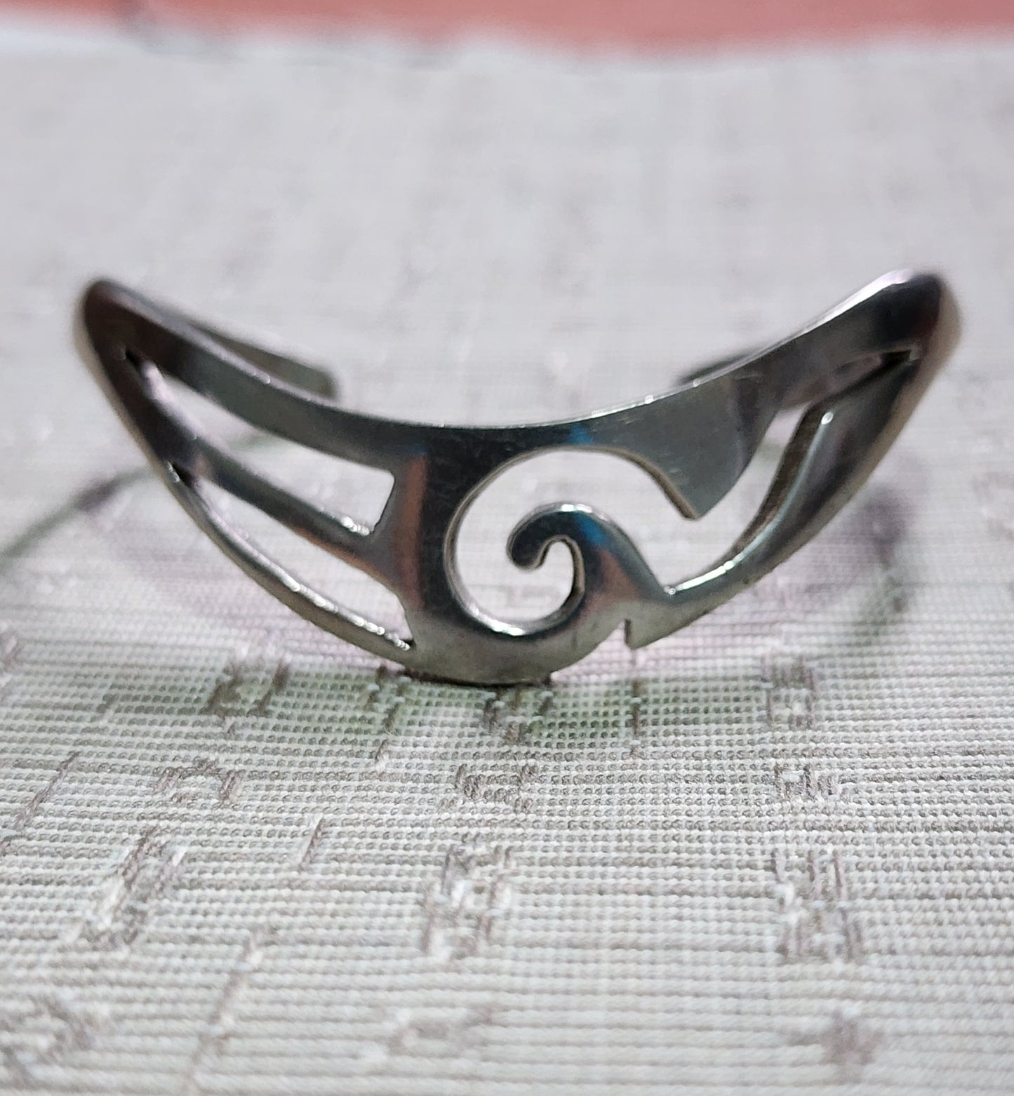 Sterling Silver Taxco Mexico cuff bracelet with wave design signed JAB