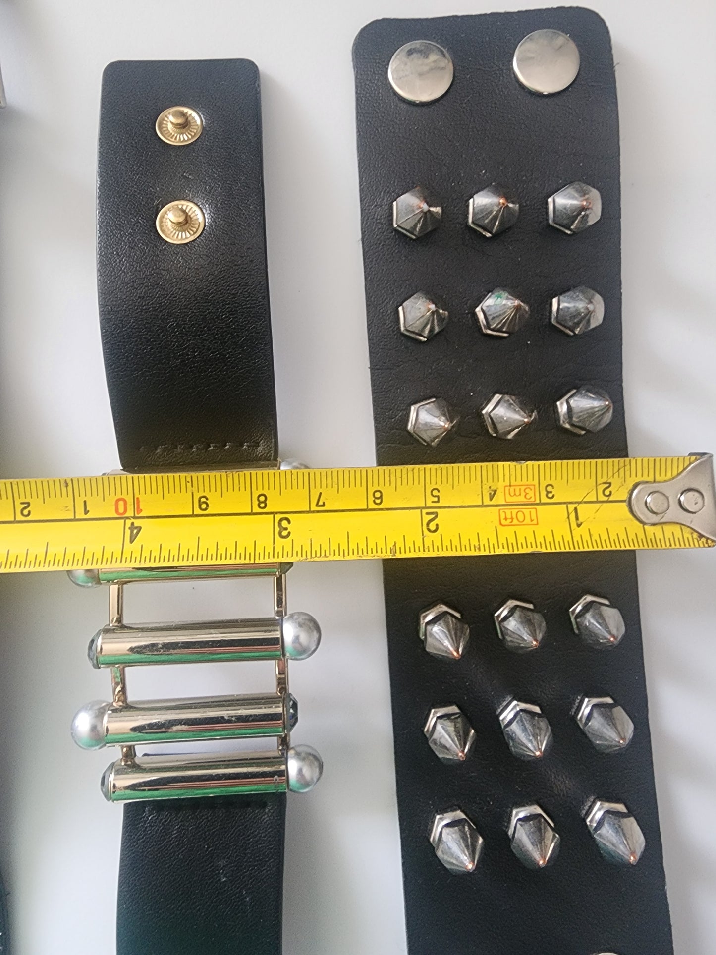 Lot of 4 black leather type snap bracelets unisex