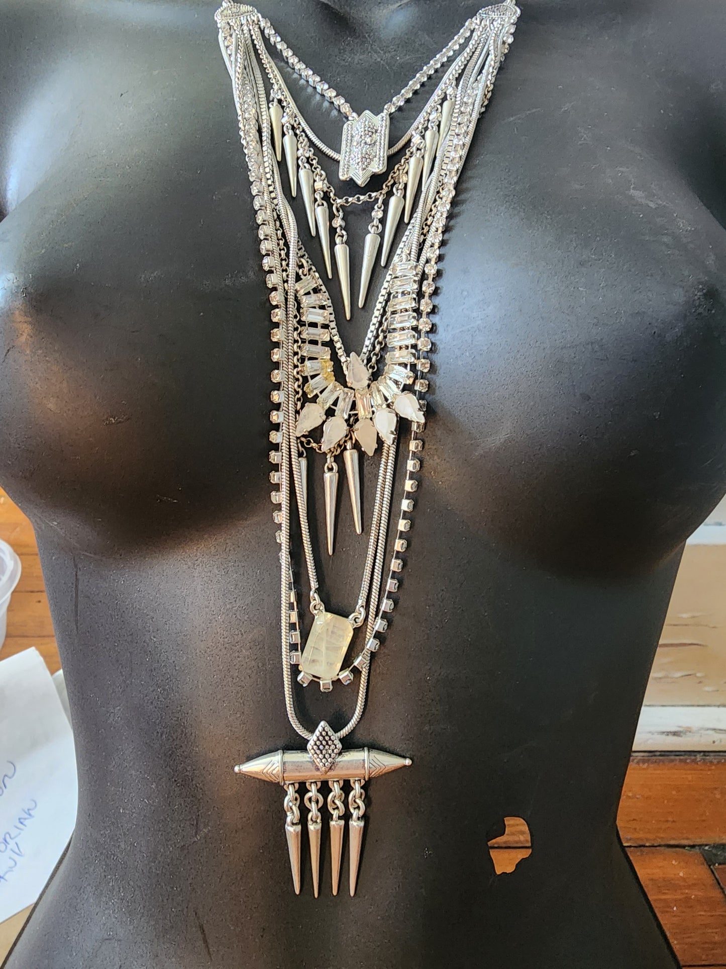 Lucky Brand layered Necklace Silver Tone multi strand