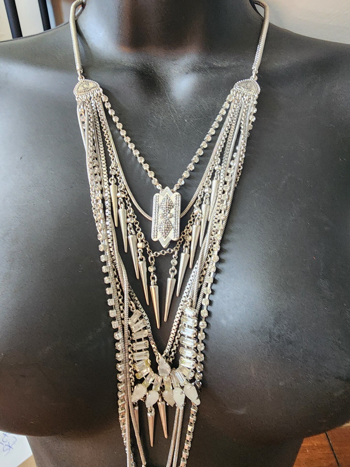 Lucky Brand layered Necklace Silver Tone multi strand