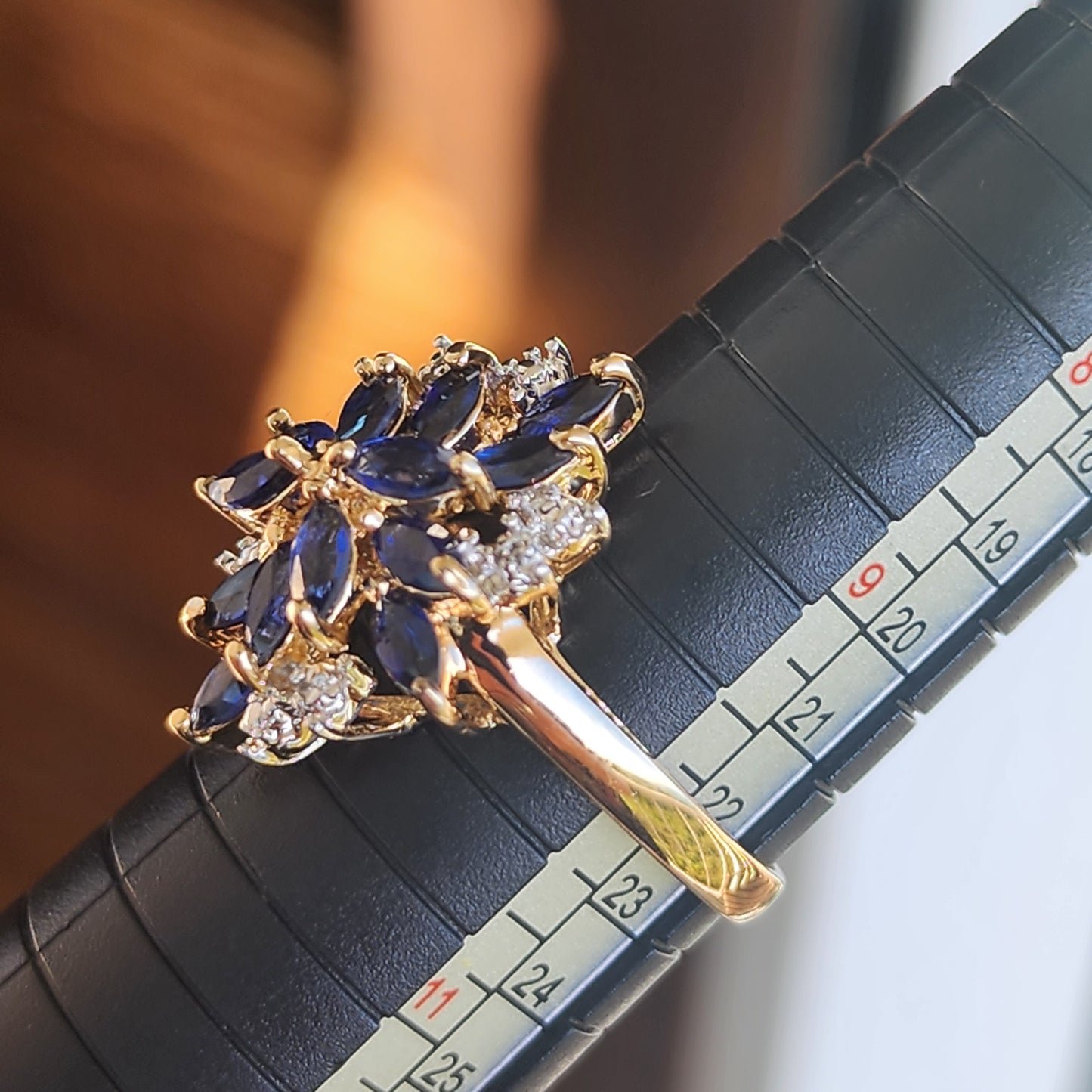 Ross Simons Sterling Silver Midnight blue Sapphire & Diamond ring size 10