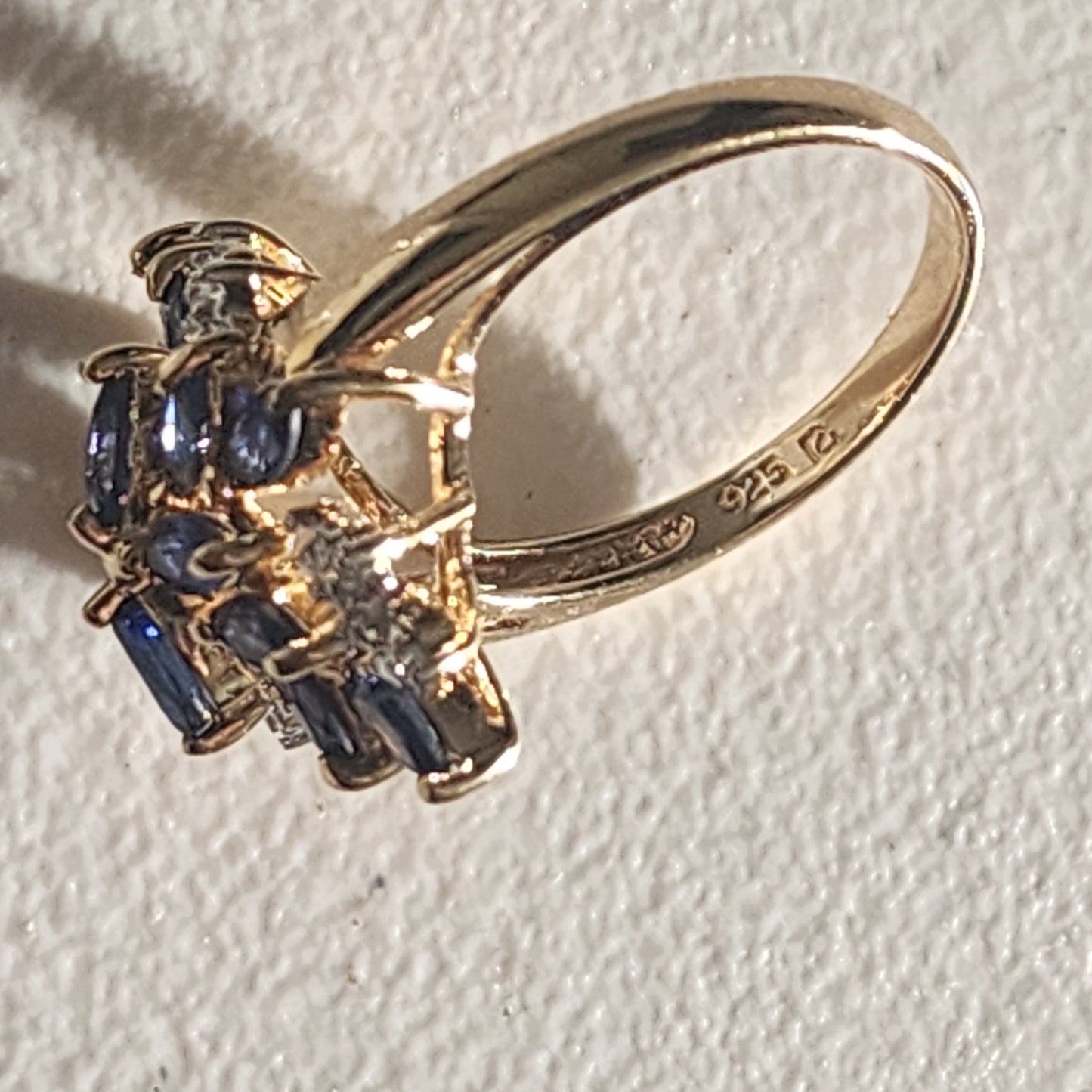 Ross Simons Sterling Silver Midnight blue Sapphire & Diamond ring size 10