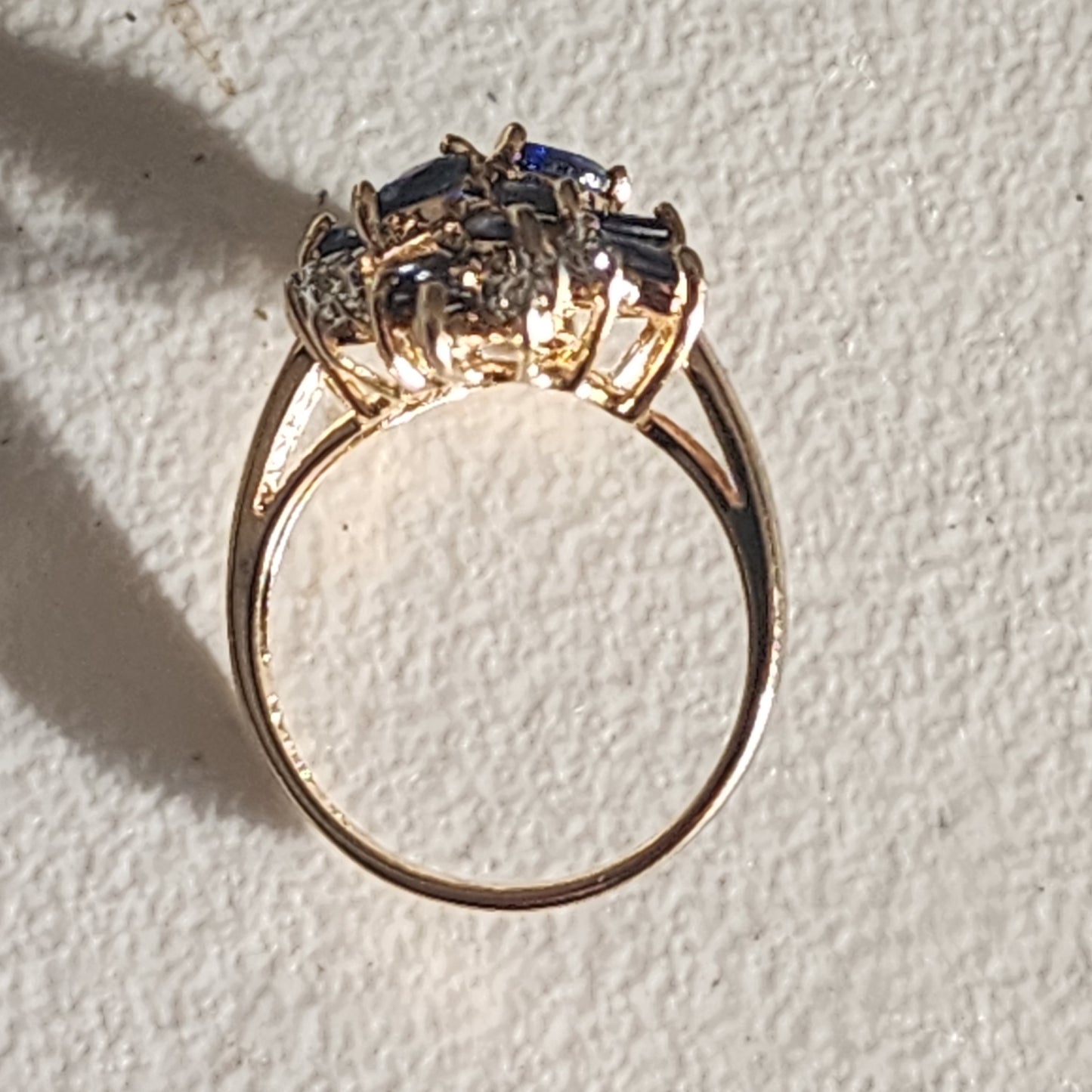 Ross Simons Sterling Silver Midnight blue Sapphire & Diamond ring size 10