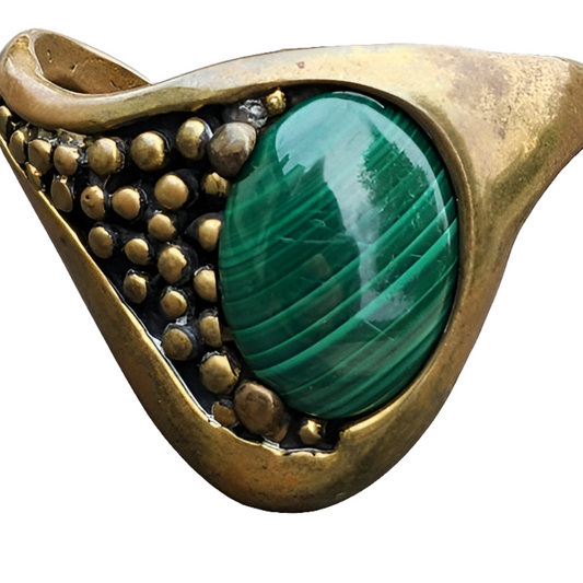 Rare Stephen Dweck modernist abstract malachite bronze cuff bracelet Designer