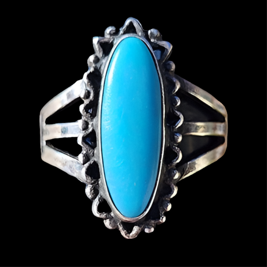 Native American sterling silver vintage ring with blue stone size 8 turquoise ?
