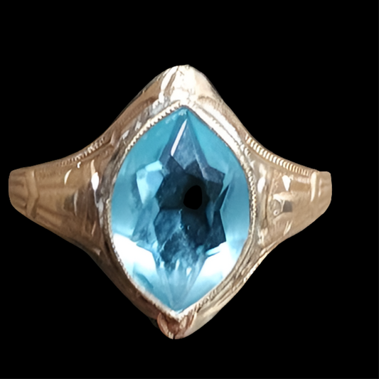 Antique 10k karat gold ring with blue stone size 5.25