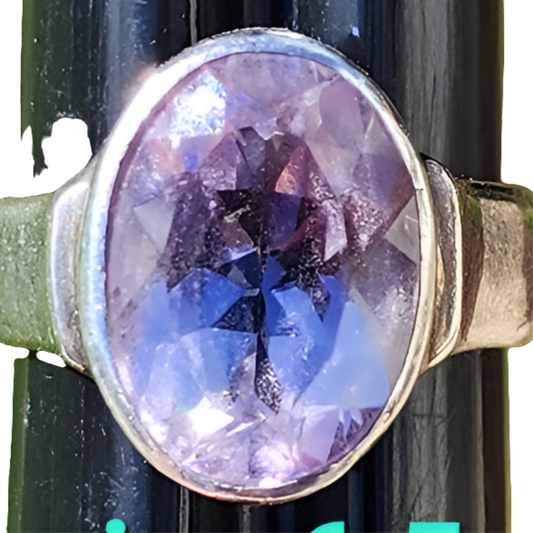 Vintage sterling silver ring with purple stone size 6.5