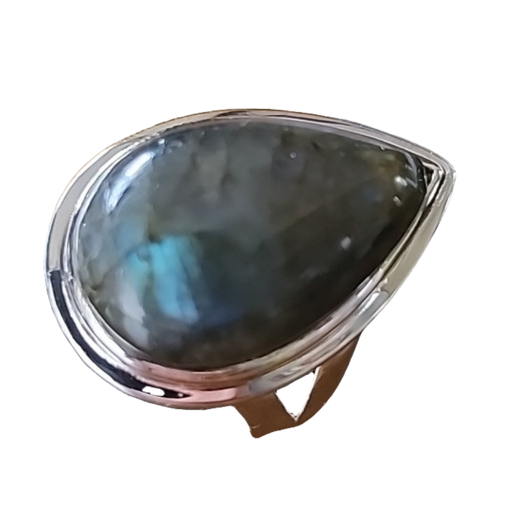 Sterling silver tear drop Labradorite ring size 8.75 fine jewelry