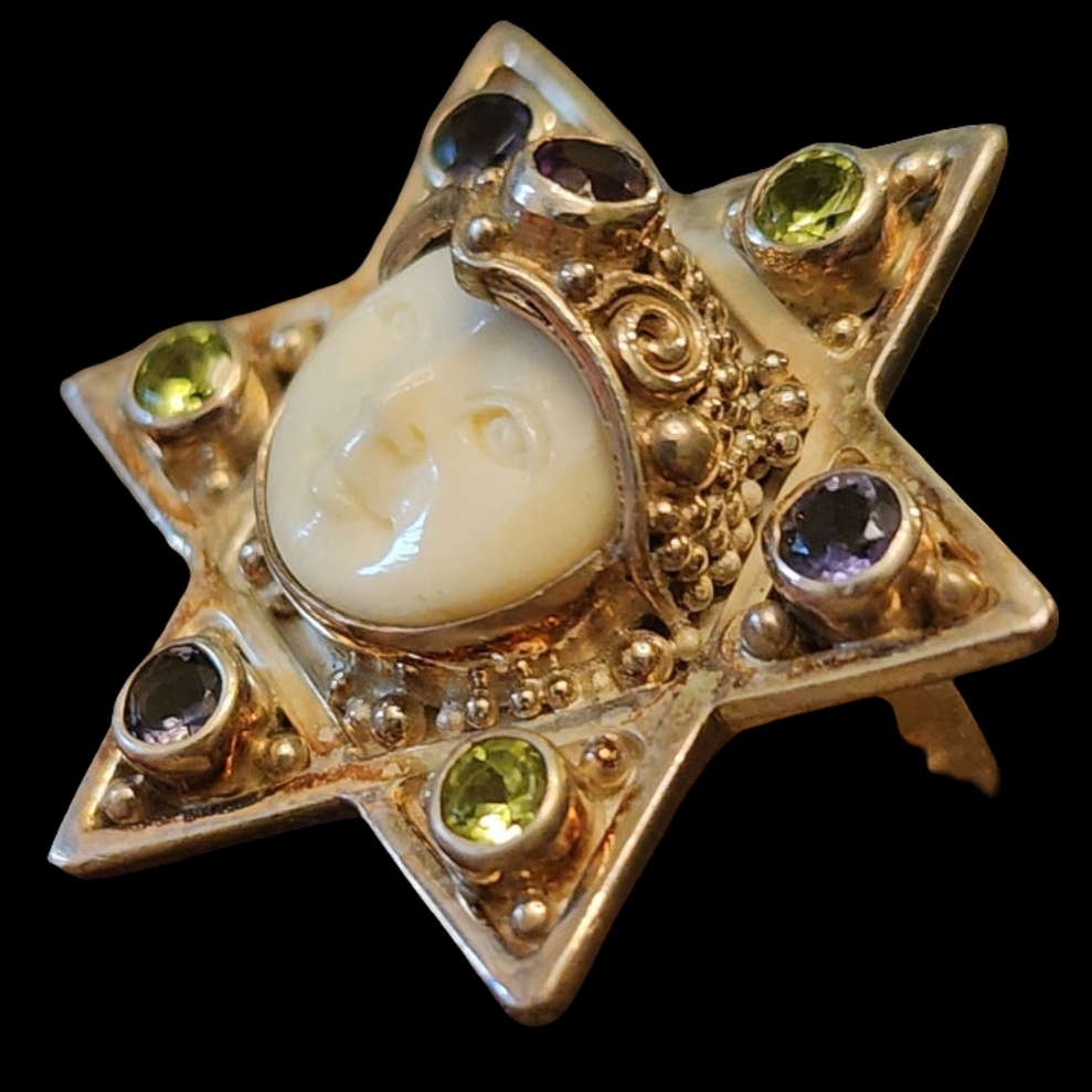 Sterling Silver Sajen Star Goddess Ring w multi gemstones size 10 Fine Jewelry