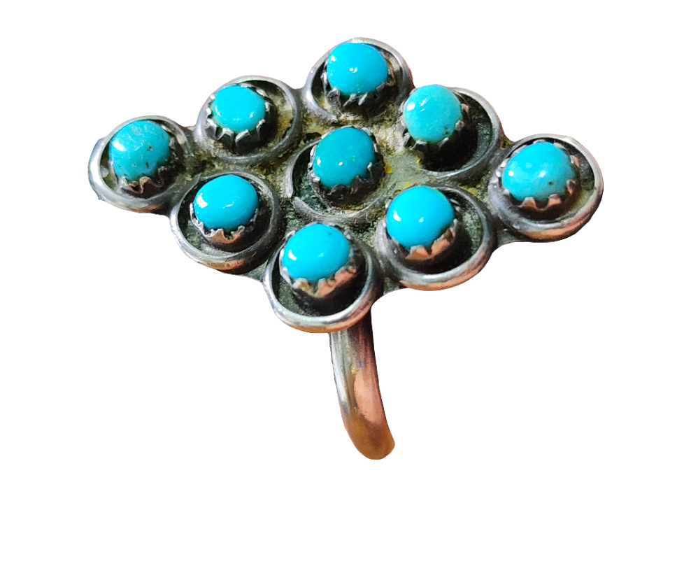 Sterling sever native american turquoise ring size 8