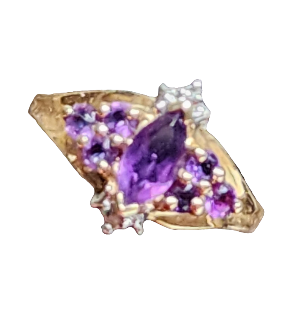 10K gold ring with purple stones and diamonds size 7 invest in gold jewelry