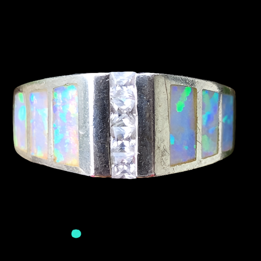 Sterling silver opal ring size 8 fine jewelry wedding band engagement