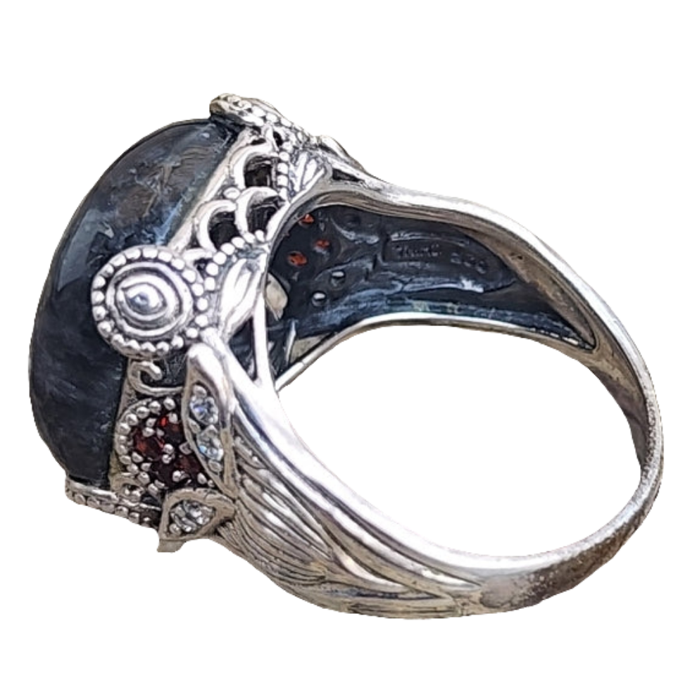Vintage Sterling Silver Designer JOY Jewelers diamond ruby ring sz 8 jewelry