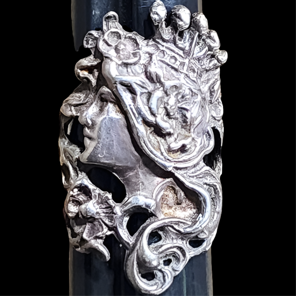 Sterling silver art nouveau vintage lady face woman head size 5.5 ring jewelry